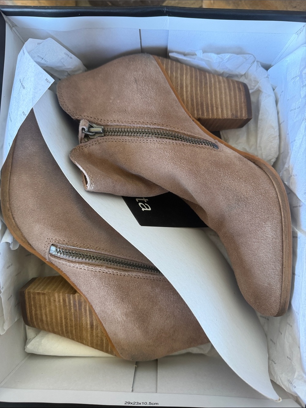 Dolce Vita Hixon Suede Zip Ankle Booties in Taupe